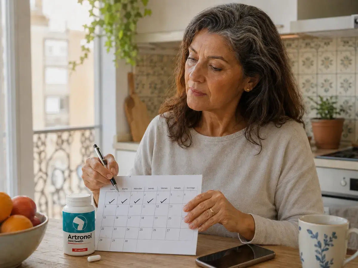 Mujer española leyendo la etiqueta de Artronol