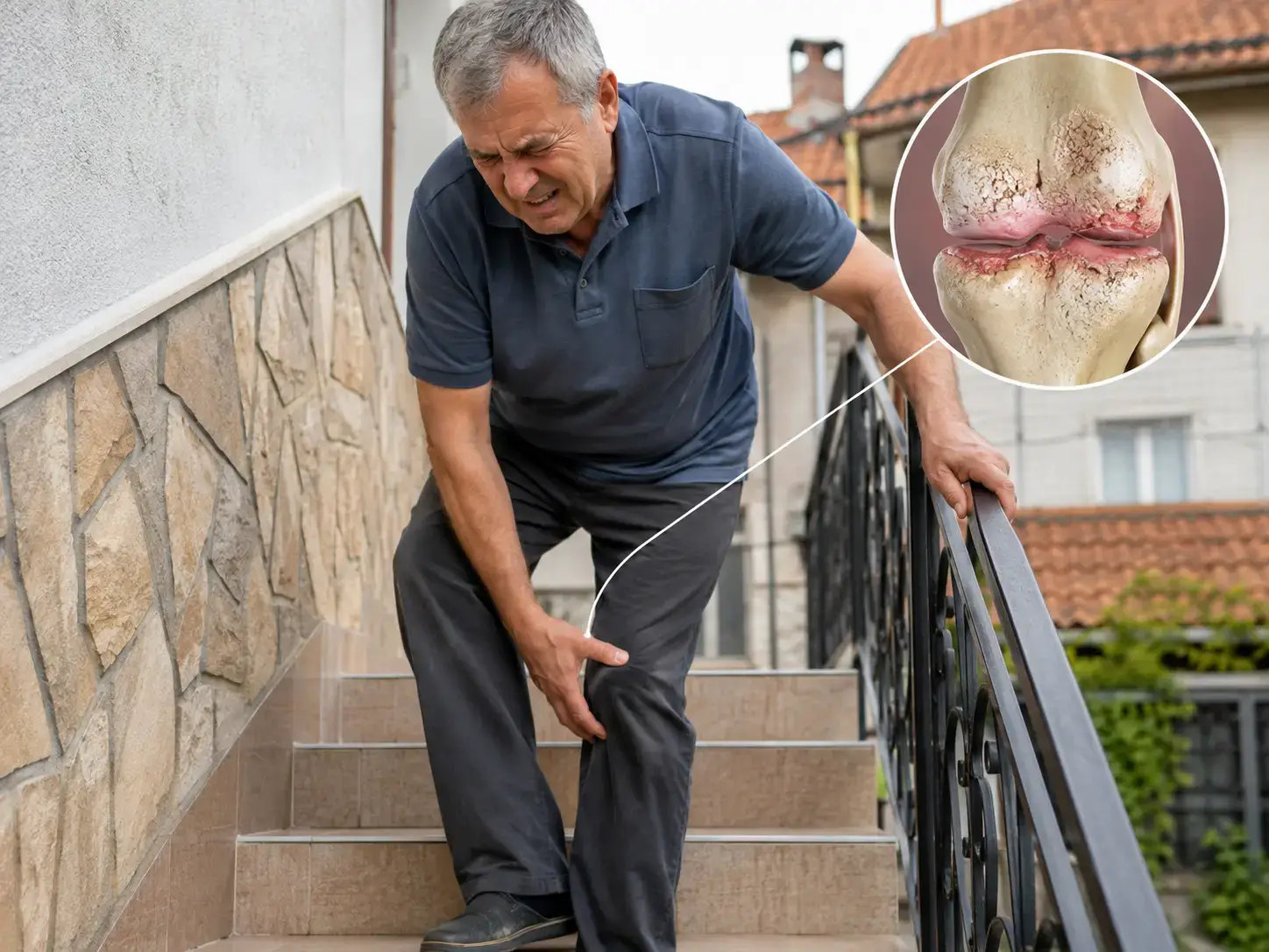 Al hombre le resulta difícil moverse por el dolor articular